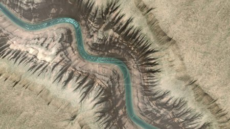 Téléchargez les photos : Longue rivière dans le désert, vue aérienne du haut vers le bas sur le drone, 4K, 2024 - en image libre de droit