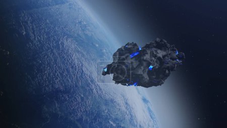 Téléchargez les photos : Large Asteroid Heading EarthRealistic cinematic view,4K, 2024 - en image libre de droit