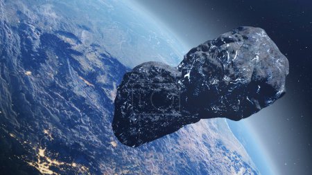 Foto de Cometa asteroide de hielo masivo encabezando la vista cinematográfica EarthRealistic, 4K, 2024 - Imagen libre de derechos