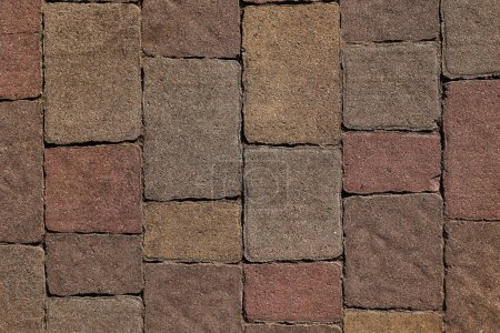 Photo for Stone pavement texture, granite cobblestoned pavement background, abstract background of old cobblestone pavement close-up . High quality photo - Royalty Free Image
