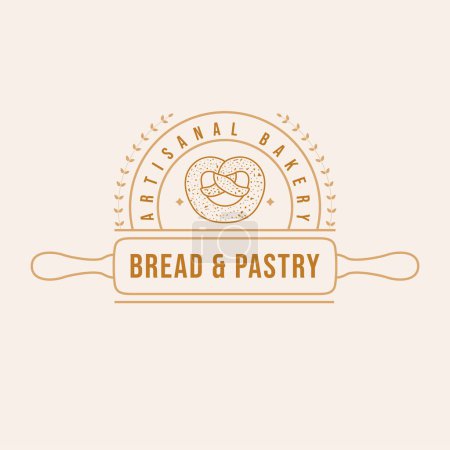 Illustration for Bread and pastry logo design. Artisanal bakery logotype - Royalty Free Image