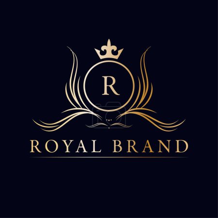 Victorian royal brand logo design. Classic luxury logotype. Elegant logo with crown.