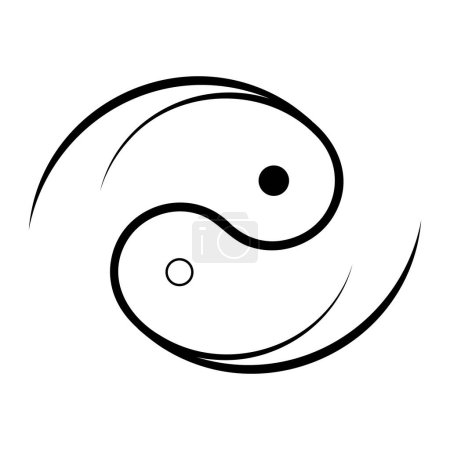Téléchargez les illustrations : Yin Yang symbole vectoriel icône design. Icône plate. - en licence libre de droit