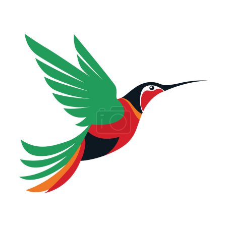 Ilustración de Diseño abstracto del icono del vector de aves. Diseño colorido del logotipo del colibrí. - Imagen libre de derechos