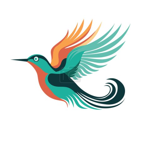 Ilustración de Diseño abstracto del icono del vector de aves. Diseño colorido del logotipo del colibrí. - Imagen libre de derechos