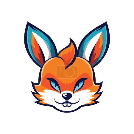 Illustration for Cartoon animal vector sticker design. Fox illustration design. - Royalty Free Image