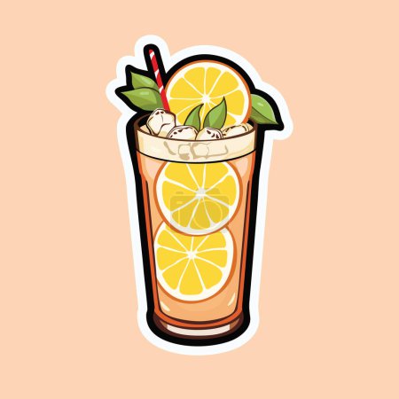 Lemonade Bliss. Vector Graphic Illustration of a Refreshing Glass of Lemonade, Capturing the Essence of Summer Coolness.
