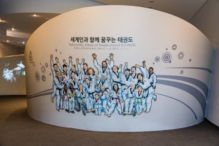 Photo for Hand drawn group photo of athletes at Taekwondowon, South Korea. High quality photo - Royalty Free Image