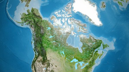 Téléchargez les photos : Gros plan de la carte de l'asatellite centrée sur le Canada - en image libre de droit