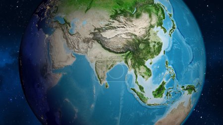 Foto de Mapa de globo satelital centrado en la India - Imagen libre de derechos