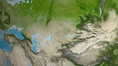 Mapa satelital centrado en el barrio de Kazajstán