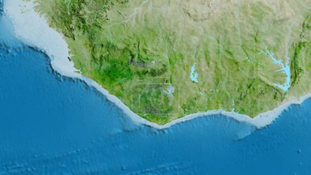 Close-up of asatellite map centered on Liberia