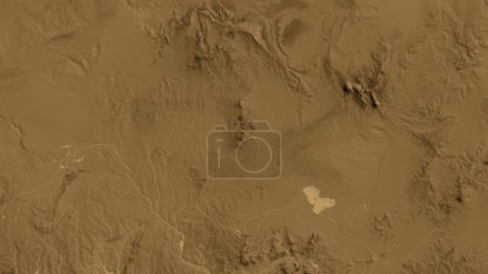 Foto de Primer plano del mapa de elevación de la asepia centrado en Níger - Imagen libre de derechos