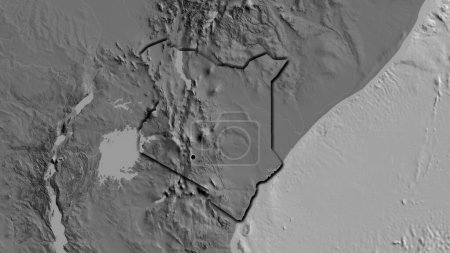 Photo for Close-up of the Kenya border area on a bilevel map. Capital point. Bevelled edges of the country shape. - Royalty Free Image