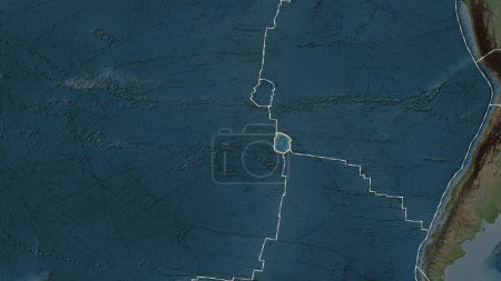 Foto de Placas tectónicas bordes de áreas adyacentes al área de placas de Juan Fernández en el mapa topográfico en la proyección cilíndrica Patterson - Imagen libre de derechos