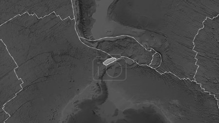 Foto de Placas tectónicas bordes de áreas adyacentes al área de placas de Shetland en el mapa de escala de grises en la proyección cilíndrica Patterson - Imagen libre de derechos