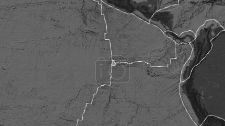 Foto de Placas tectónicas bordean áreas adyacentes al área de placas de Galápagos en el mapa bilevel en la proyección de Fahey - Imagen libre de derechos