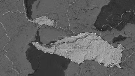 Téléchargez les photos : Superficie de la plaque tectonique Scotia délimitée et extraite d'une carte globale de l'élévation du niveau de la bille dans la projection de Fahey - en image libre de droit