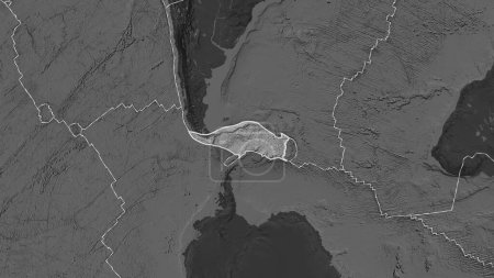 Téléchargez les photos : Plaques tectoniques bordures des zones adjacentes à la zone de plaque Scotia sur la carte bilevel dans la projection Fahey - en image libre de droit