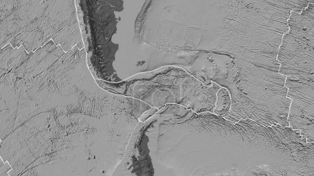 Téléchargez les photos : Zone de la plaque tectonique Scotia marquée d'une ligne continue sur une carte d'élévation à bille dans la projection de Fahey - en image libre de droit
