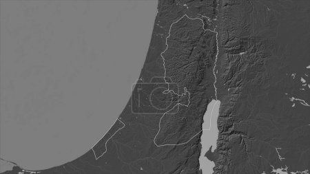 Téléchargez les photos : Palestine tracée sur une carte d'altitude de Bilevel avec lacs et rivières - en image libre de droit