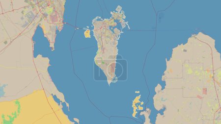 Photo for Bahrain outlined on a topographic, OSM standard style map - Royalty Free Image