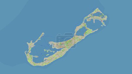 Photo for Bermuda outlined on a topographic, OSM standard style map - Royalty Free Image