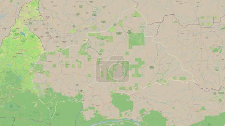 Photo for Central African Republic outlined on a topographic, OSM standard style map - Royalty Free Image