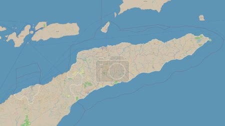 Téléchargez les photos : Timor oriental tracé sur une carte topographique de style standard OSM - en image libre de droit