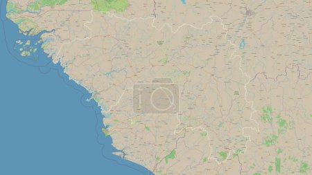 Photo for Guinea outlined on a topographic, OSM standard style map - Royalty Free Image