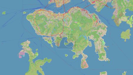 Photo for Hong Kong outlined on a topographic, OSM standard style map - Royalty Free Image