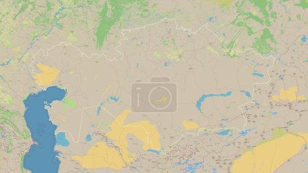 Photo for Kazakhstan outlined on a topographic, OSM standard style map - Royalty Free Image