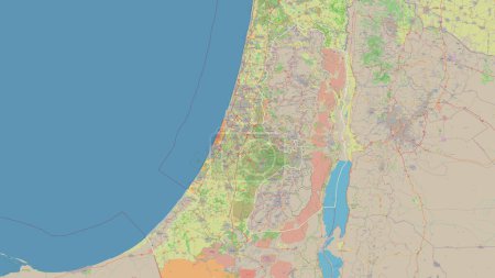 Téléchargez les photos : Palestine esquissée sur une carte topographique de style standard OSM - en image libre de droit