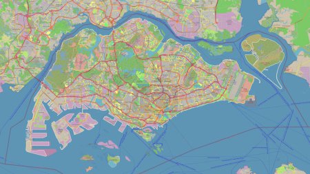 Foto de Singapur esbozado en un topográfico, OSM mapa de estilo estándar - Imagen libre de derechos