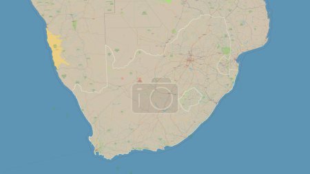 Photo for South Africa outlined on a topographic, OSM standard style map - Royalty Free Image