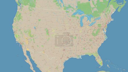 Photo for United States of America, mainland outlined on a topographic, OSM standard style map - Royalty Free Image