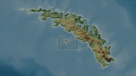 Foto de Georgia del Sur - Georgia del Sur y las Islas Sandwich del Sur esbozadas en un mapa de elevación de colores con lagos y ríos - Imagen libre de derechos