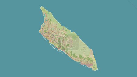 Photo for Aruba outlined on a topographic, OSM Humanitarian style map - Royalty Free Image