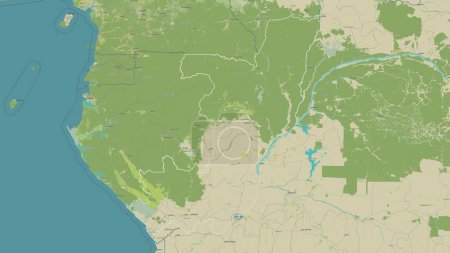 Photo for Republic of the Congo outlined on a topographic, OSM Humanitarian style map - Royalty Free Image