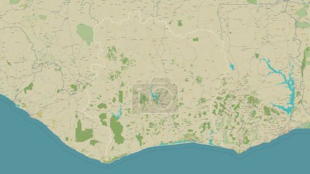 Photo for Ivory Coast outlined on a topographic, OSM Humanitarian style map - Royalty Free Image