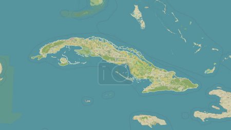 Photo for Cuba outlined on a topographic, OSM Humanitarian style map - Royalty Free Image