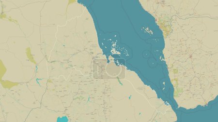 Photo for Eritrea outlined on a topographic, OSM Humanitarian style map - Royalty Free Image
