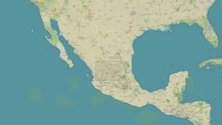 Photo for Mexico outlined on a topographic, OSM Humanitarian style map - Royalty Free Image