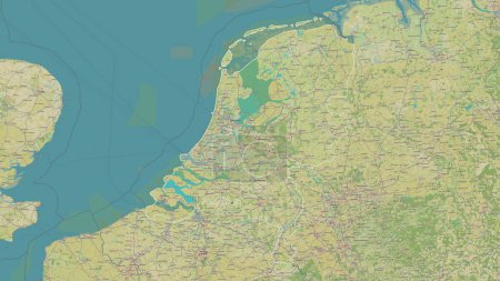 Photo for Netherlands outlined on a topographic, OSM Humanitarian style map - Royalty Free Image