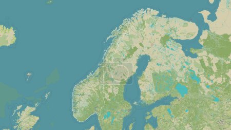 Photo for Norway outlined on a topographic, OSM Humanitarian style map - Royalty Free Image