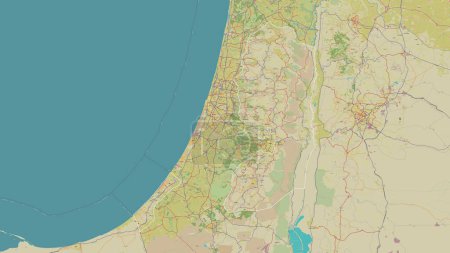 Téléchargez les photos : Palestine tracée sur une carte topographique de style humanitaire de l'OSM - en image libre de droit