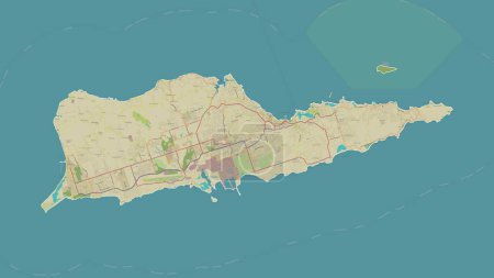 Téléchargez les photos : Sainte Croix - Îles Vierges américaines tracées sur une carte topographique de style humanitaire de l'OSM - en image libre de droit