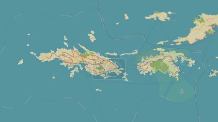 Foto de Islas Vírgenes de los Estados Unidos - Santo Tomás esbozado en un mapa topográfico de estilo humanitario OSM - Imagen libre de derechos