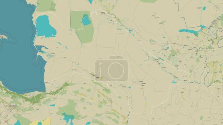 Photo for Turkmenistan outlined on a topographic, OSM Humanitarian style map - Royalty Free Image