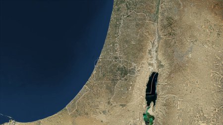 Téléchargez les photos : Palestine sur une carte satellite basse résolution - en image libre de droit